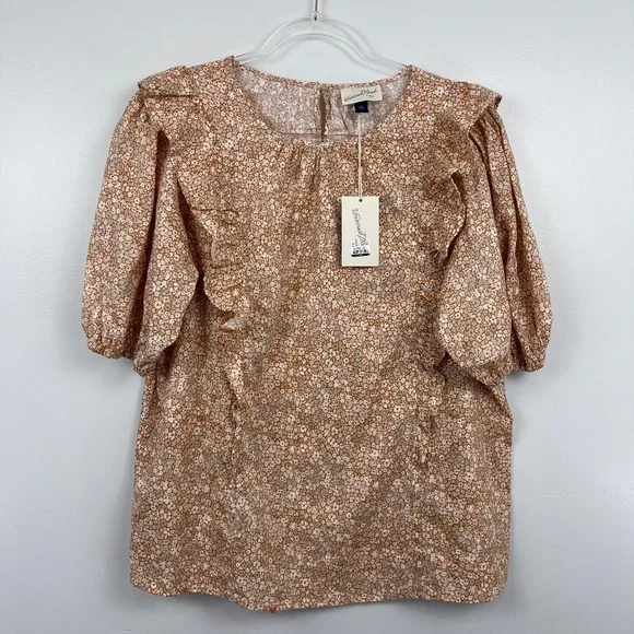 Universal Thread Yellow Floral Top Sz L - Picture 1 of 8